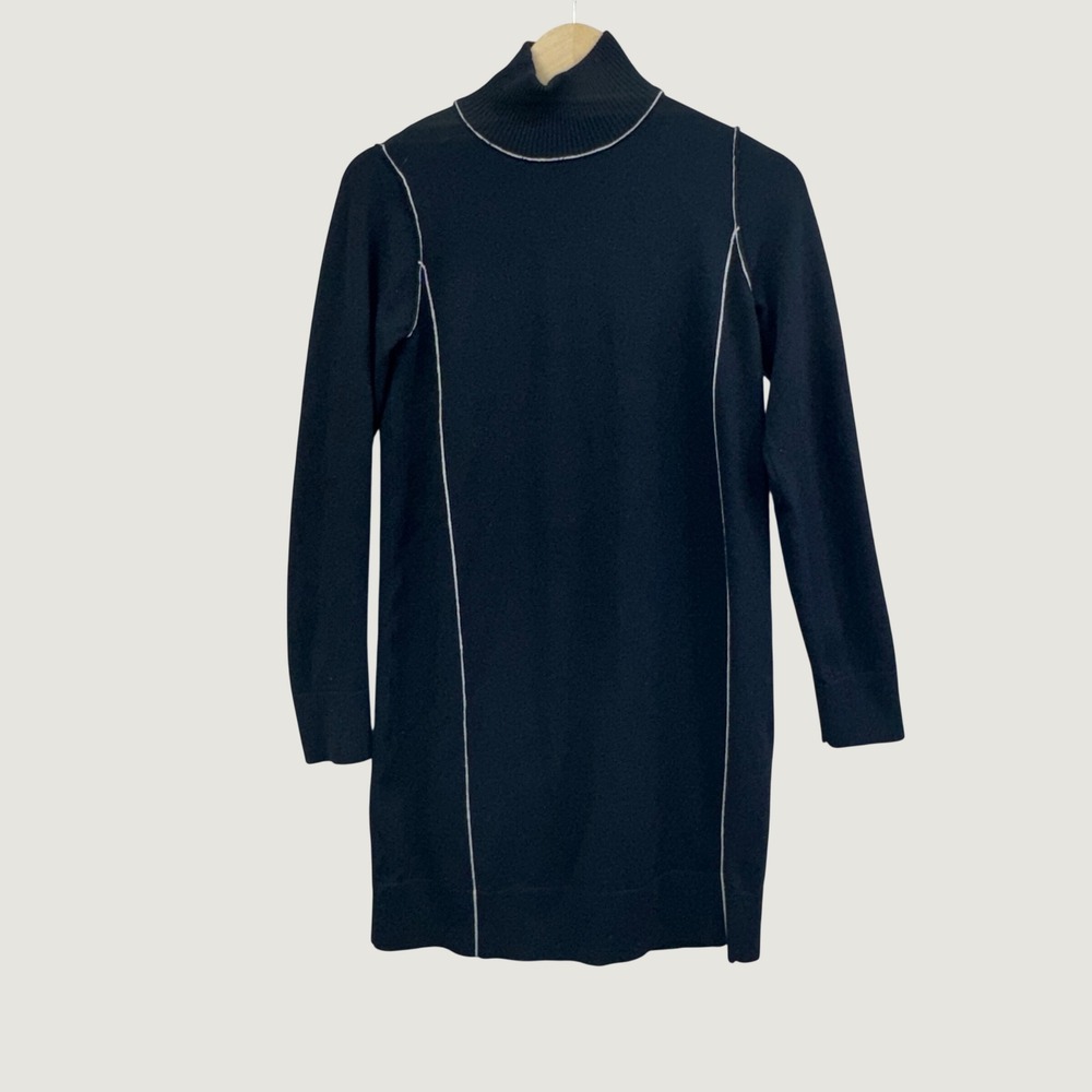 Max Studio Sweater Dress Womens XS Black Turtleneck Minimalist Knit Mini Dress